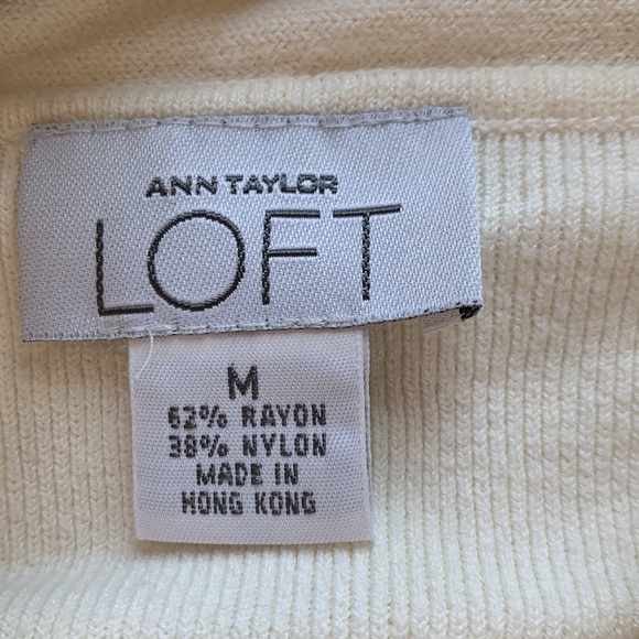 Ann Taylor Loft cream turtleneck sweater with tie detail. - Picture 5 of 6